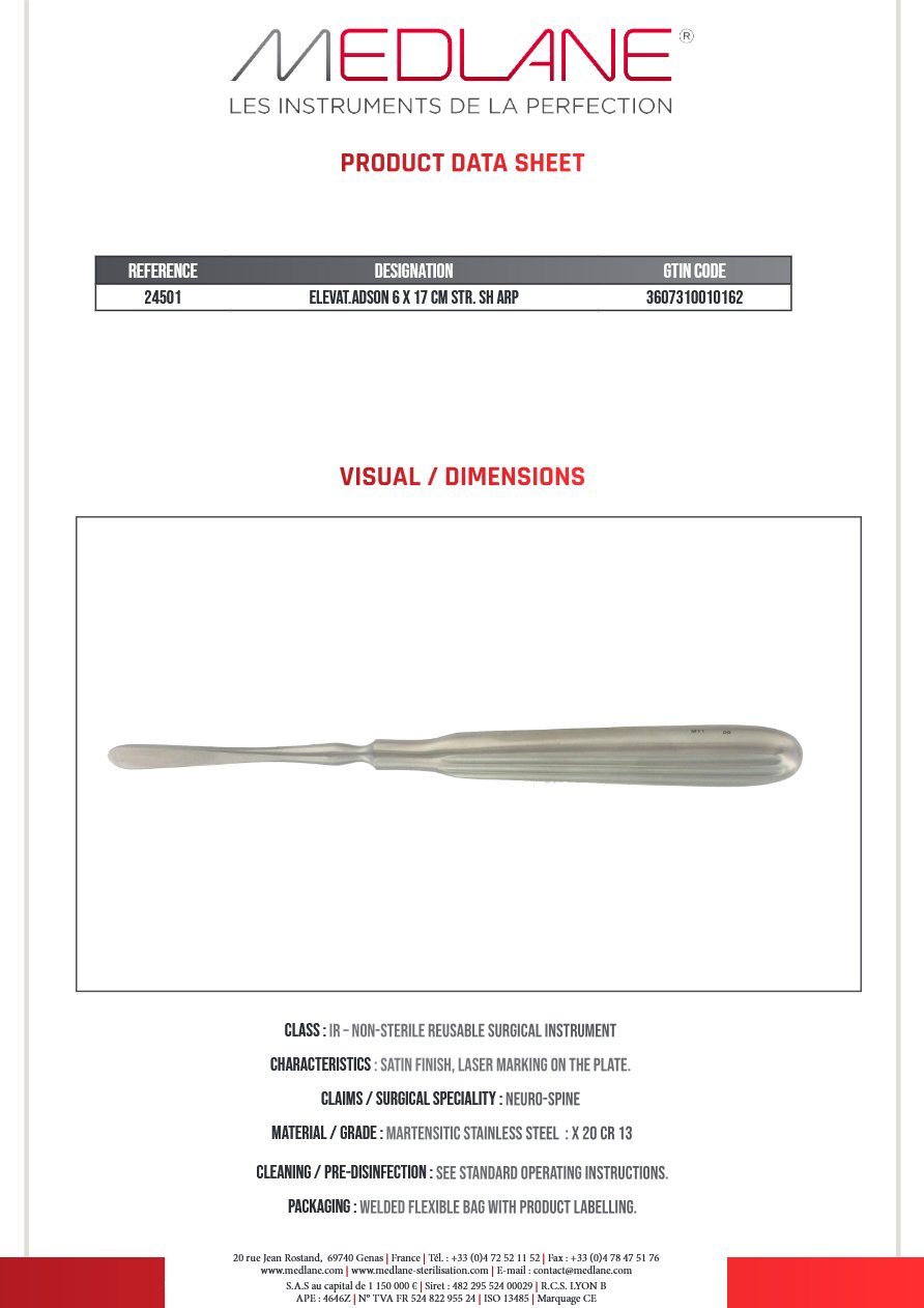Elevateur Adson Droit Tranch 170 X 6 mm