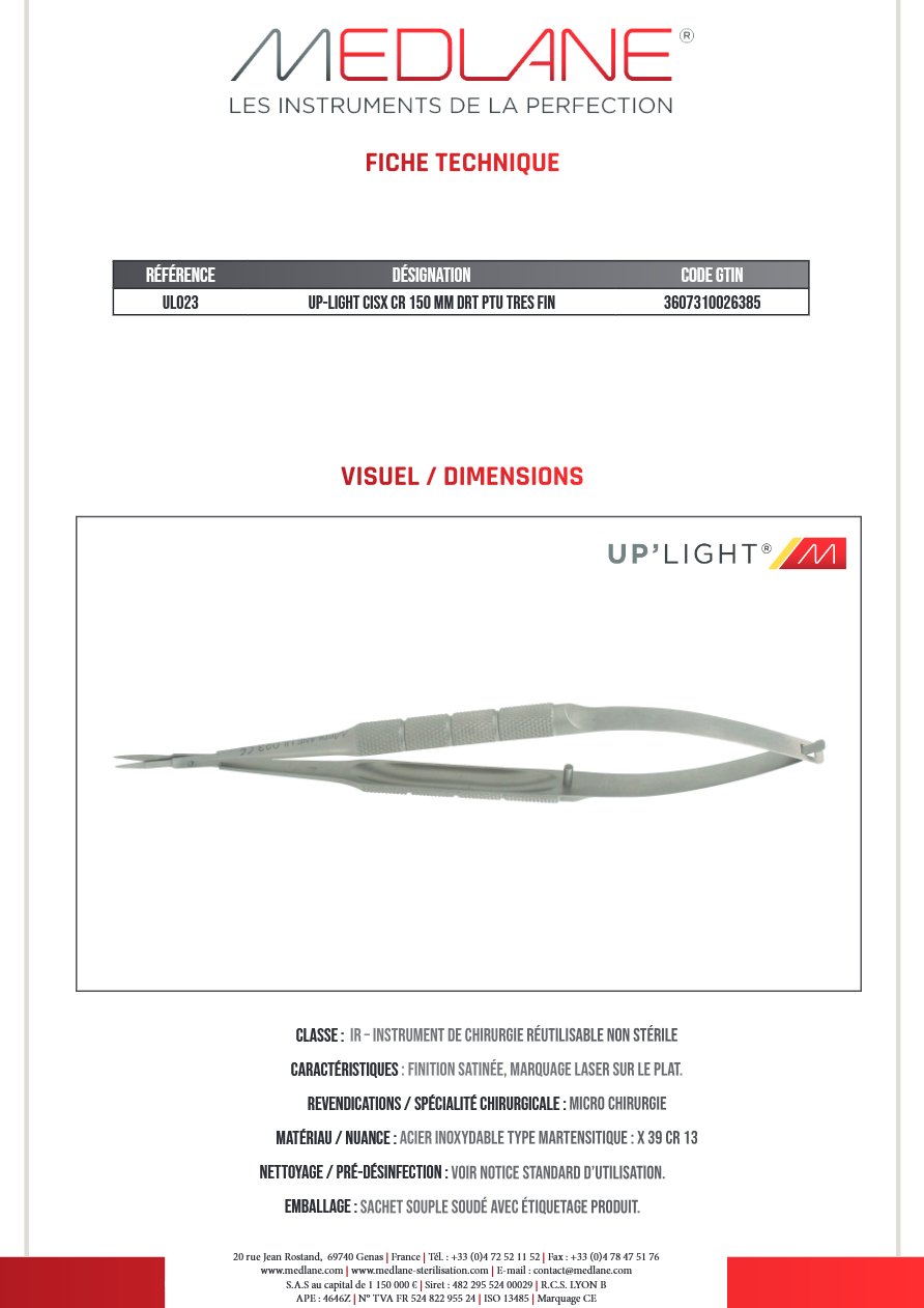 Up-light Cisx Cr 150 mm Droit Ptu Tres Fin — REF UL023