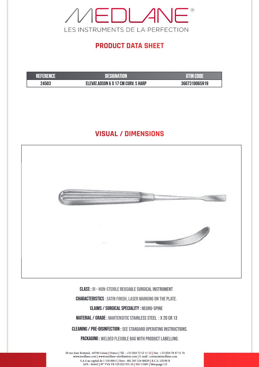 Elevateur Adson Courbes Tranch 170 X 6 mm