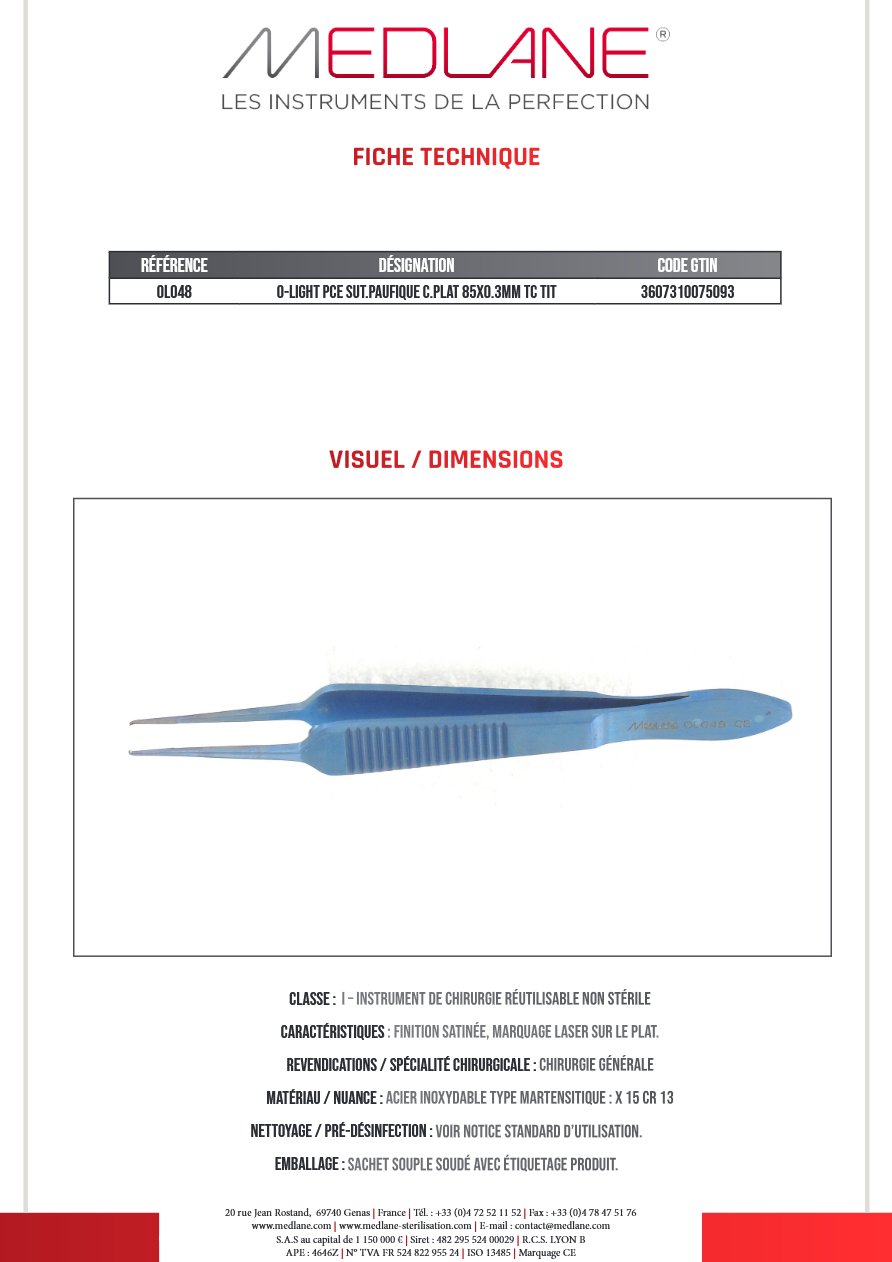 O-light Pce Sut.paufique C.plat 85X0.3MM Tc Tit — REF OL048