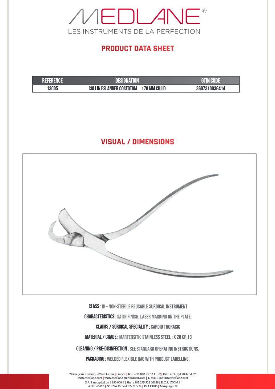 Costotome Collin Eslander 170 mm Enfant