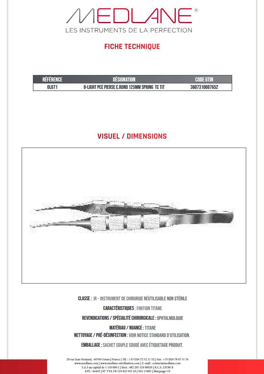 O-light Pce Pierse C.rond 125MM Spring Tc Tit — REF OL071