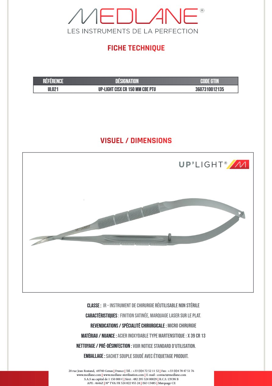 Up-light Cisx Cr 150 mm Courbe Ptu — REF UL021