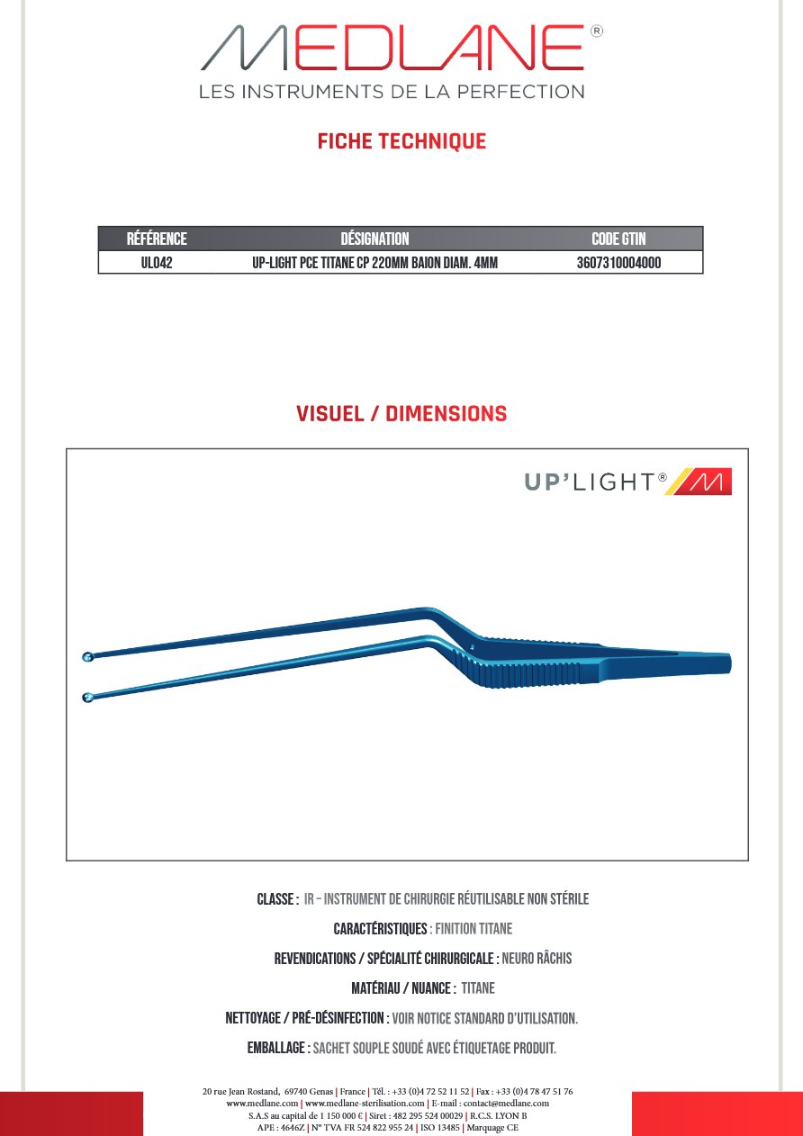Up-light Pce Titane Cp 220MM Baion Diam. 4MM — REF UL042