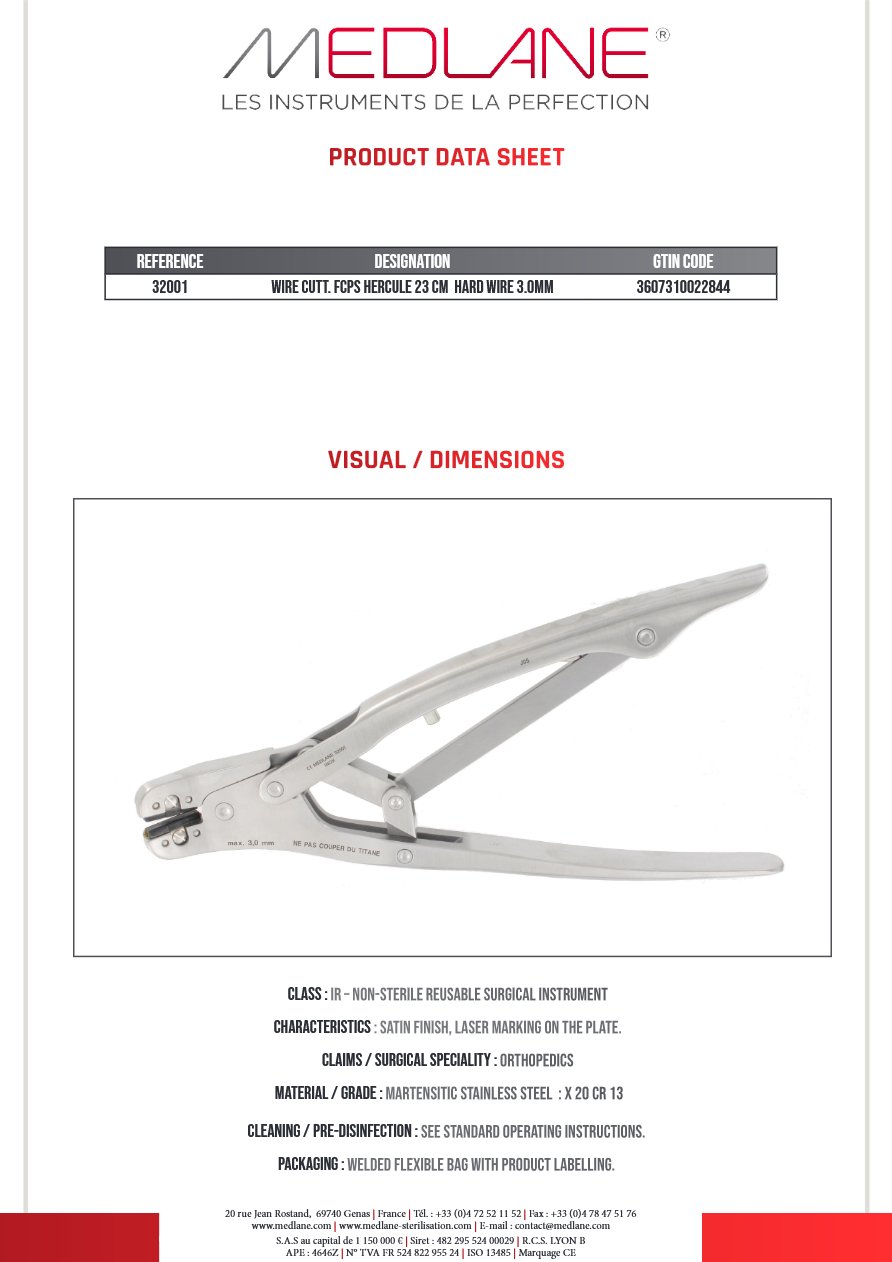 Pince Fils Coupe Hercule 230 mm D.max 3,0 mm - REF 32001