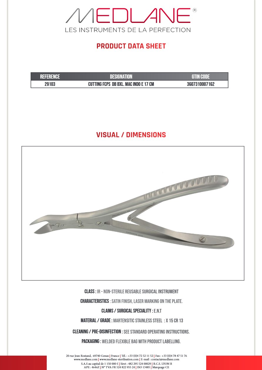 Pince Coupante Dbl Art. Mac Indoe 170 mm — REF 29103P