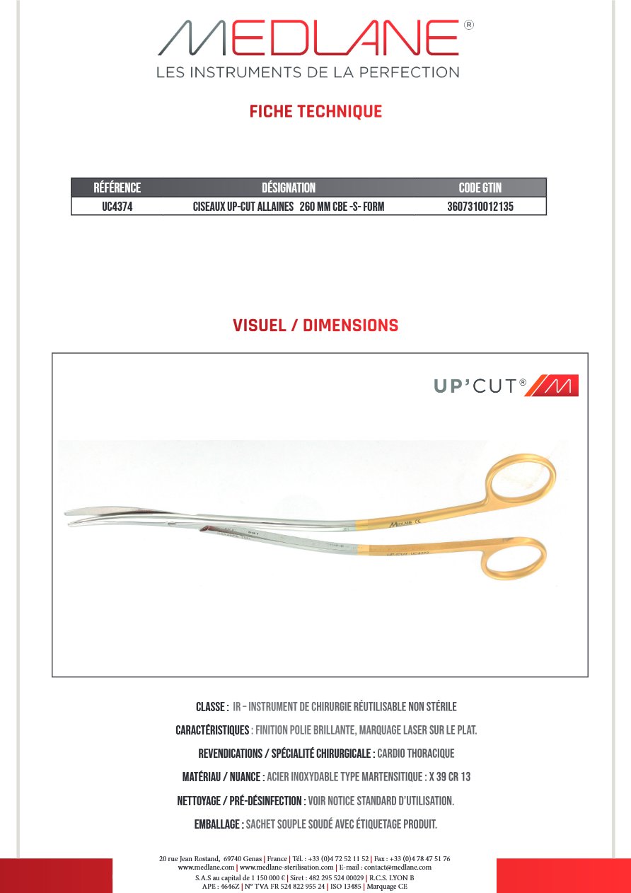 Ciseaux Up-cut Allaines 260 mm Courbe -s- Form — REF UC4374P