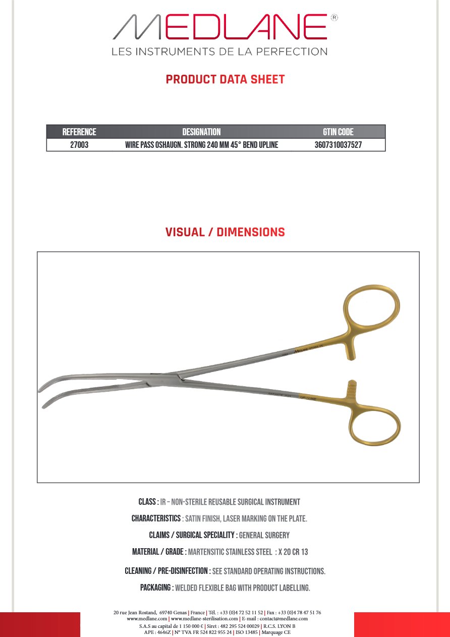 Passe Fils Oshaugn.fort 240 mm Cde 45° Upline — REF 27003P