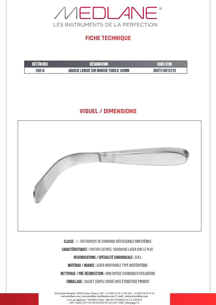 Abaisse Langue sur Manche Tobold 145MM