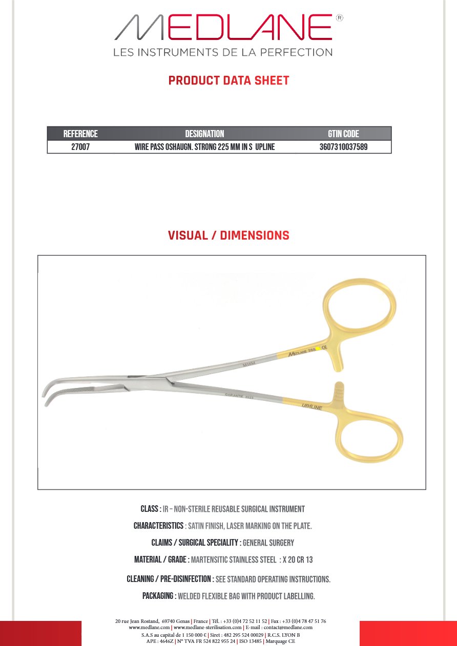 Passe Fils Oshaugn.fin 225 mm En S Upline — REF 27007P