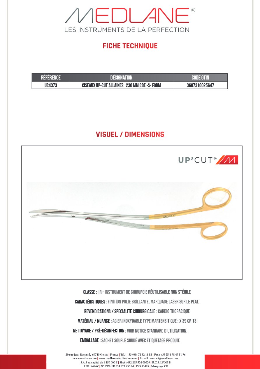 Ciseaux Up-cut Allaines 230 mm Courbe -s- Form — REF UC4373P