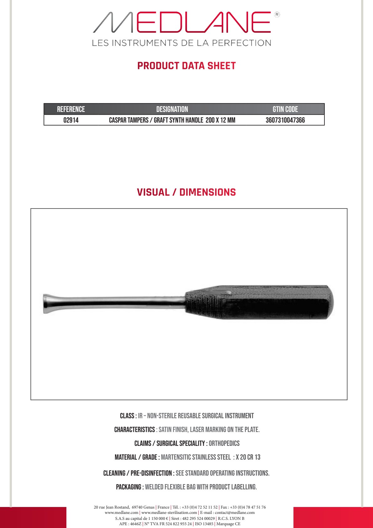 Chasse Greffons Caspar Manche Synth. 200 X 12MM
