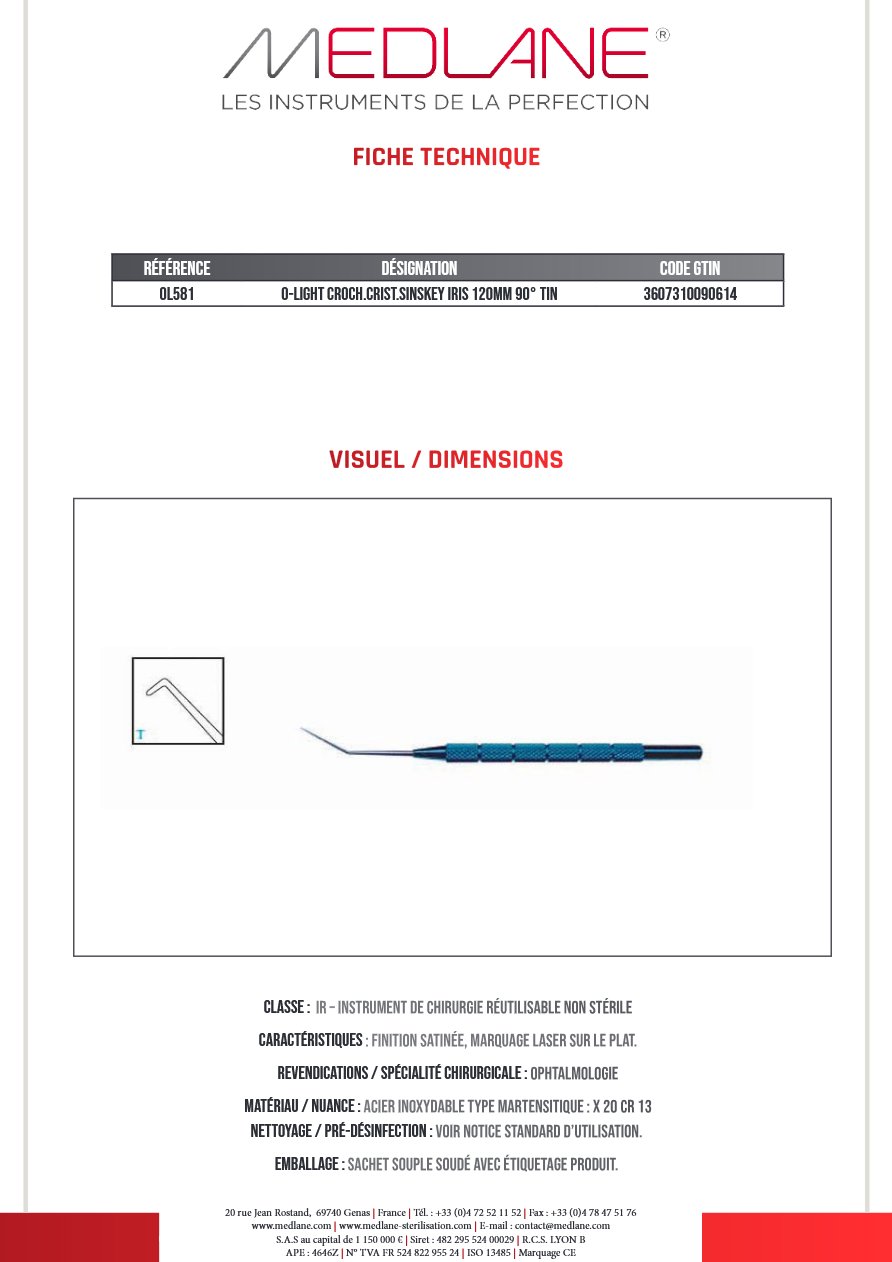 O-light Croch.crist.sinskey Iris 120MM 90° Tin — REF OL581