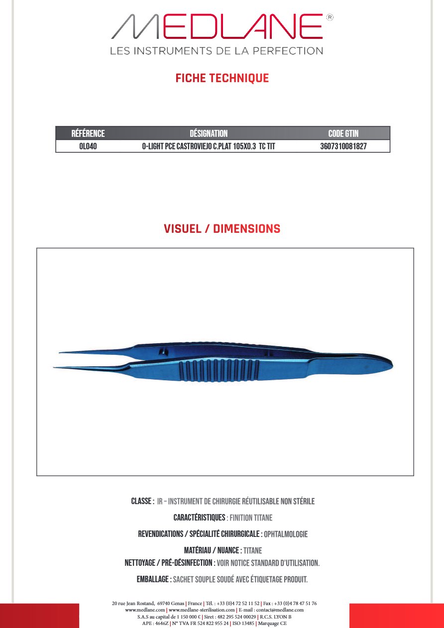 O-light Pce Castroviejo C.plat 105X0.3 Tc Tit — REF OL040