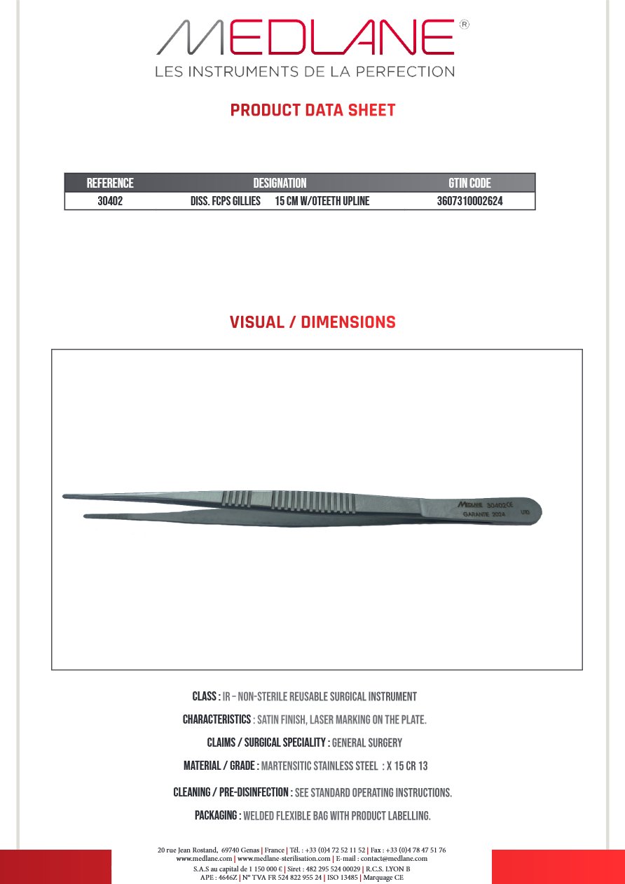 Pince Diss. Gillies 150 mm Ss Gr.upline — REF 30402