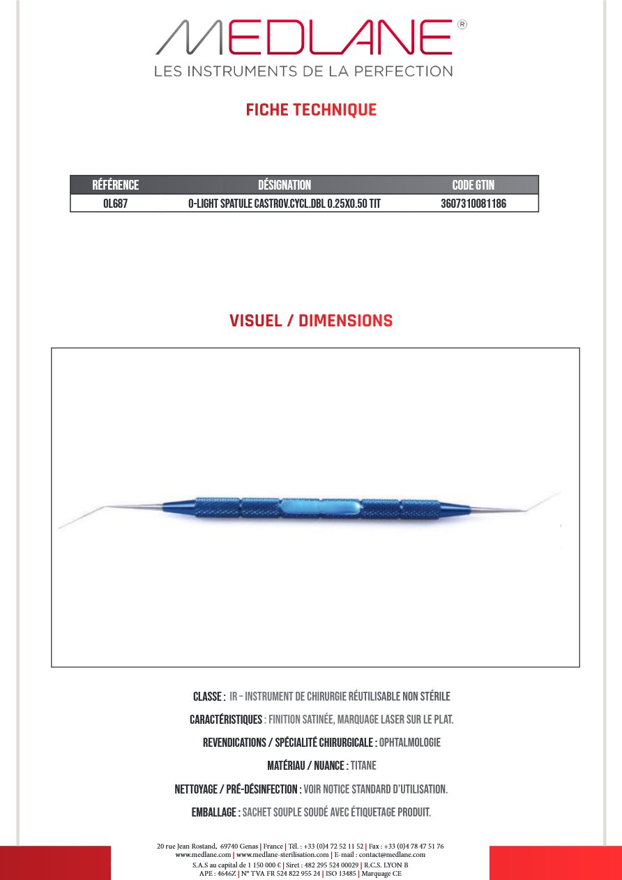 O-light Spatule Castrov.cycl.dbl 0.25X0.50 Tin — REF OL687