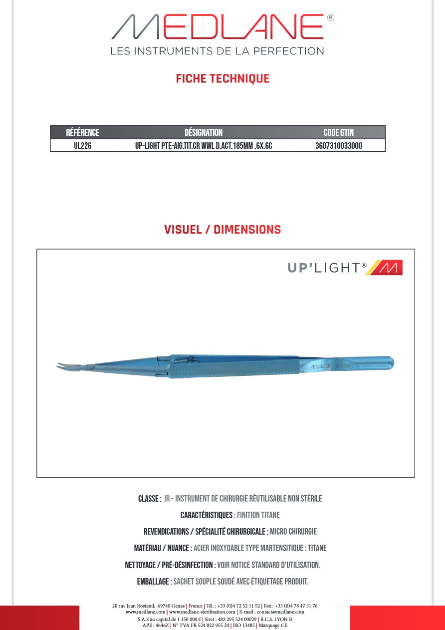 Up-light Pte-aiguilletit.cr Wwl D.act.185mm .6x.6c — REF UL226