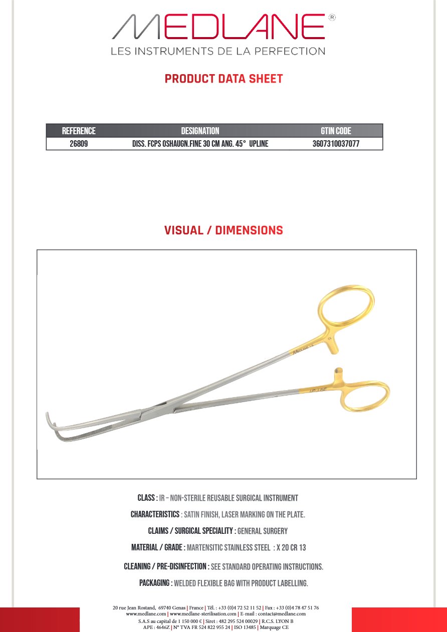 Passe Fils Oshaugn.fin 300 mm Cde 45° Upline — REF 26809P