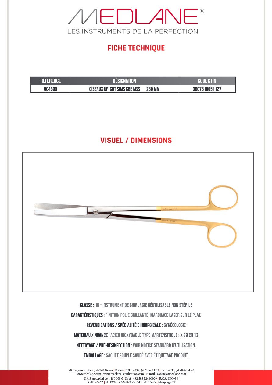 Ciseaux Up-cut Sims Courbe Mss 230 mm — REF UC4390P