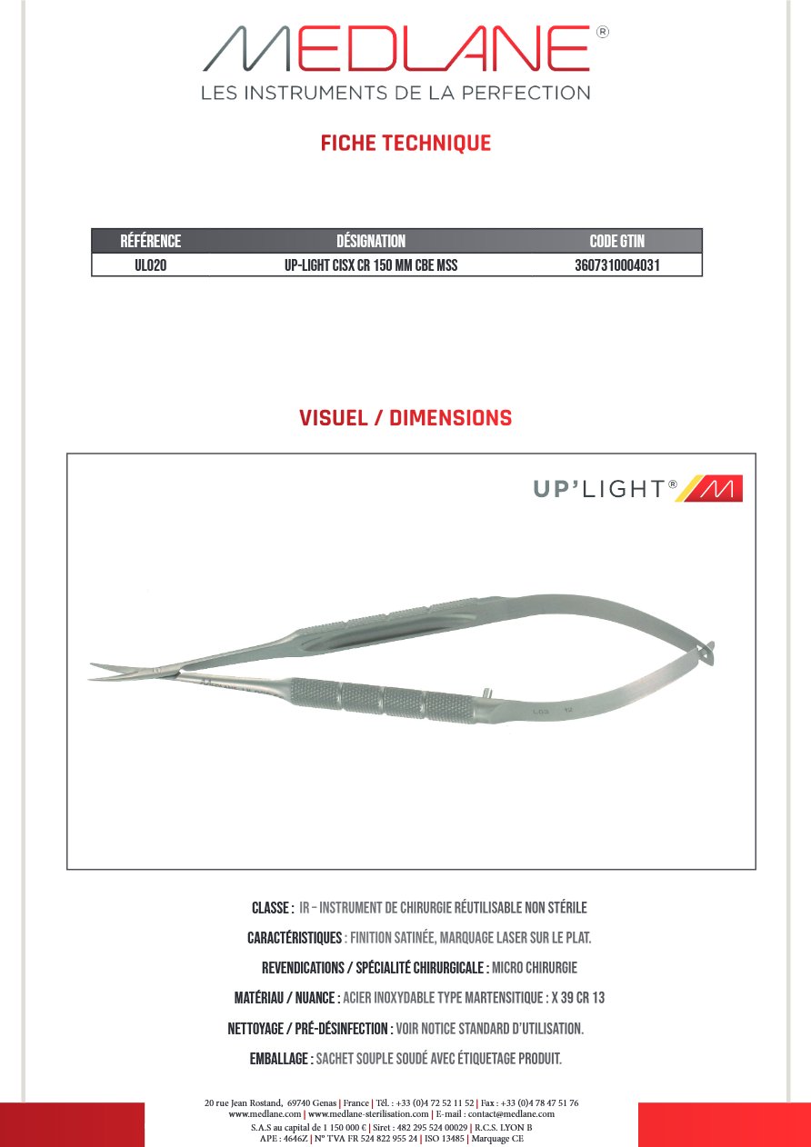 Up-light Cisx Cr 150 mm Courbe Mss — REF UL020