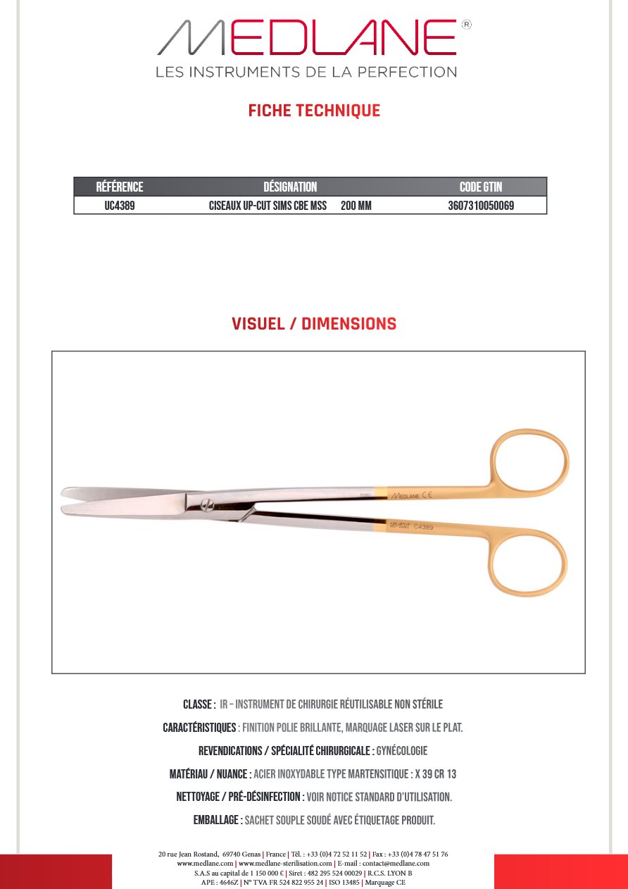 Ciseaux Up-cut Sims Courbe Mss 200 mm — REF UC4389P