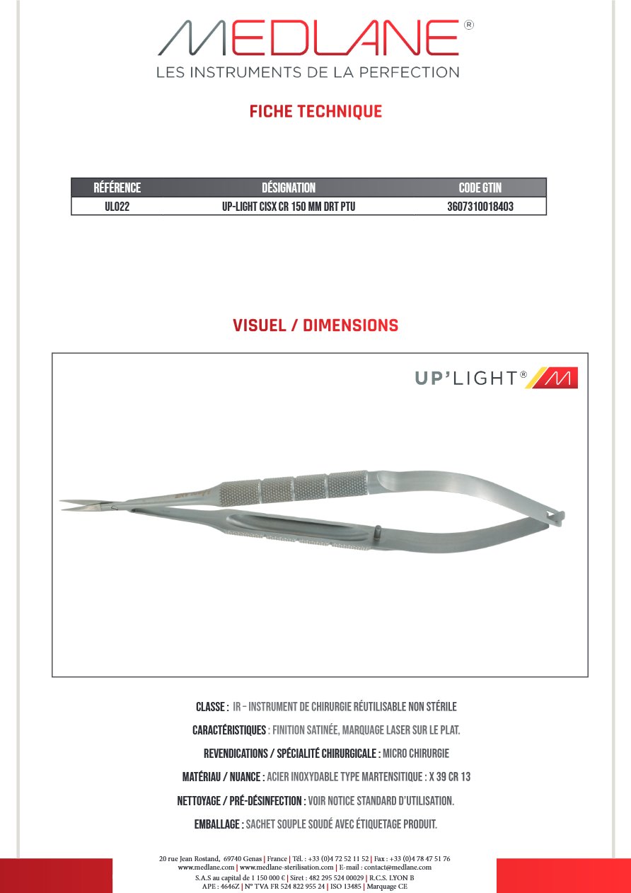 Up-light Cisx Cr 150 mm Droit Ptu — REF UL022