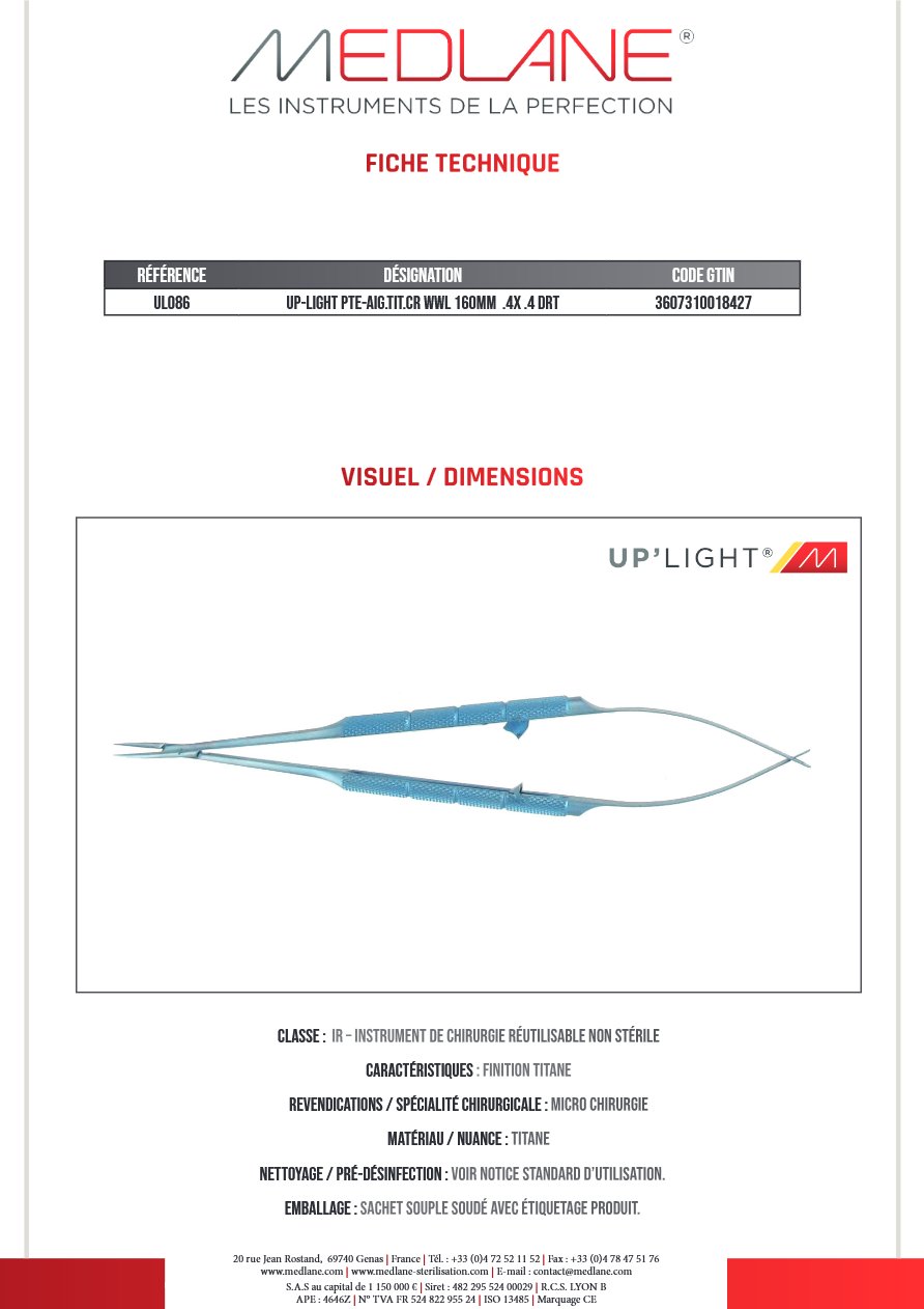 Up-light Pte-aiguilletit.cr Wwl 160MM .4x .4 Droit — REF UL086