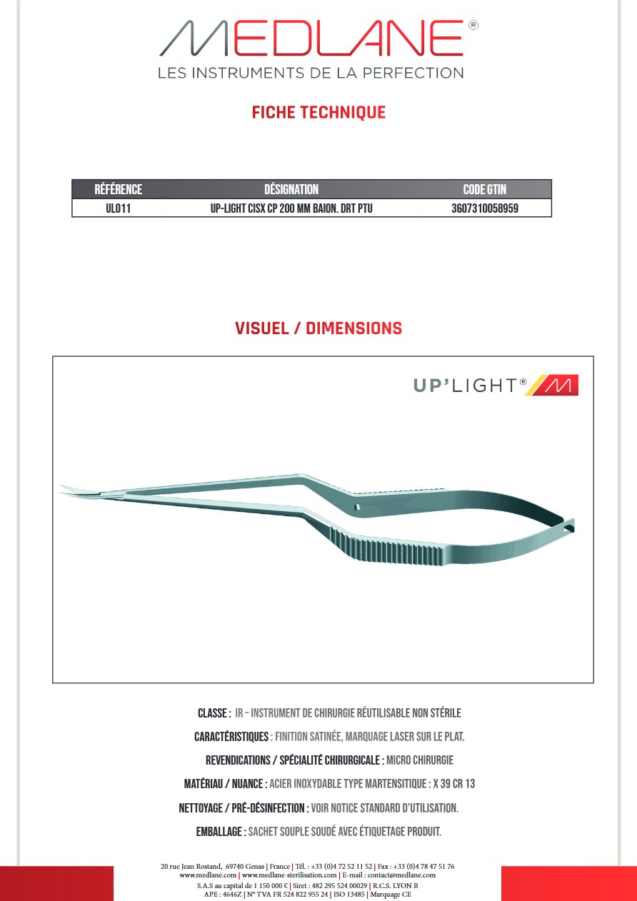 Up-light Cisx Cp 200 mm Baion Droit Ptu — REF UL011