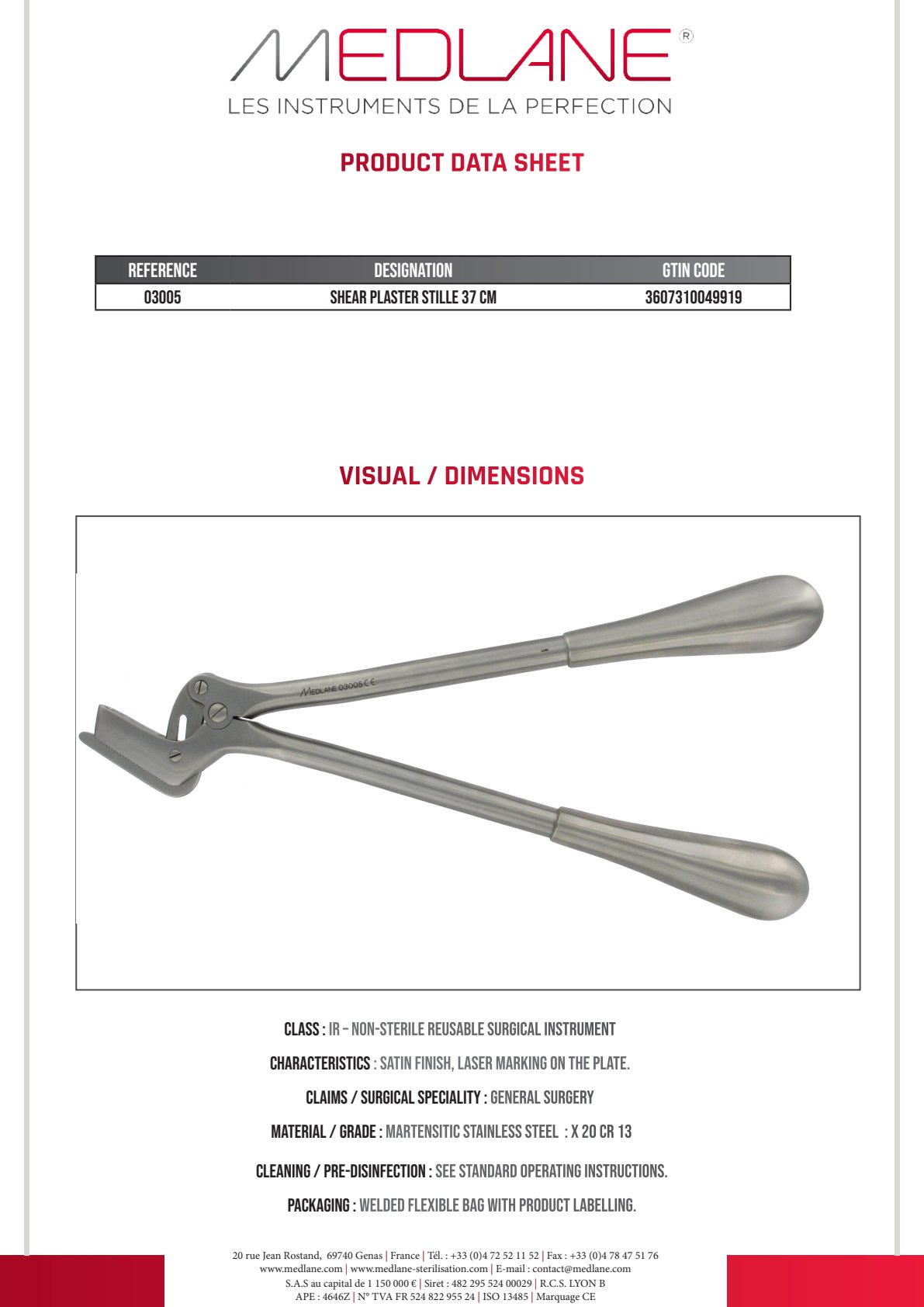 Cisaille Platre Stille 370 mm