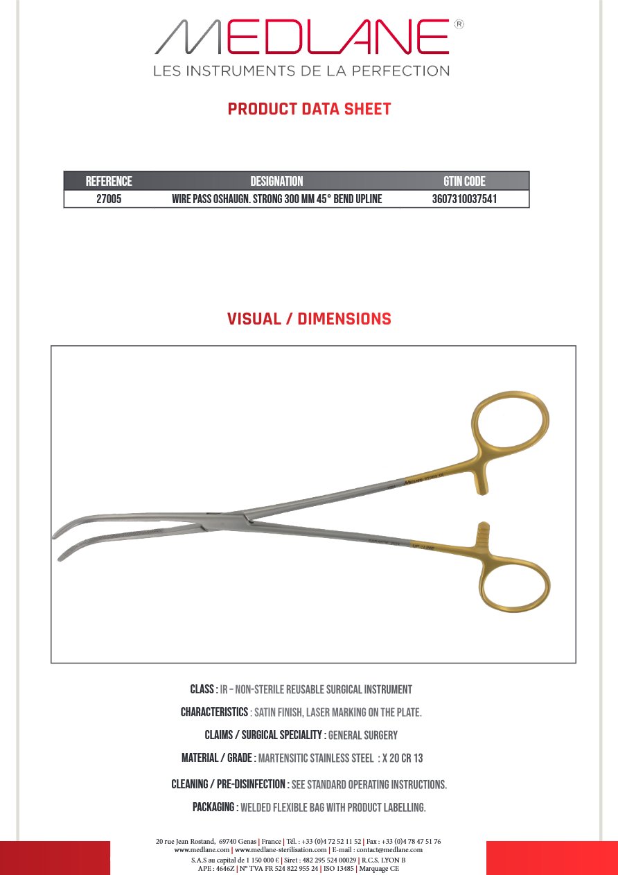 Passe Fils Oshaugn.fort 300 mm Cde 45° Upline — REF 27005P