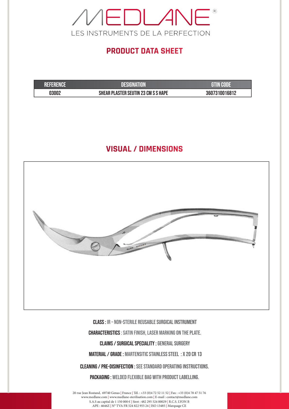 Cisaille Platre Seutin Courbe En S 230 mm