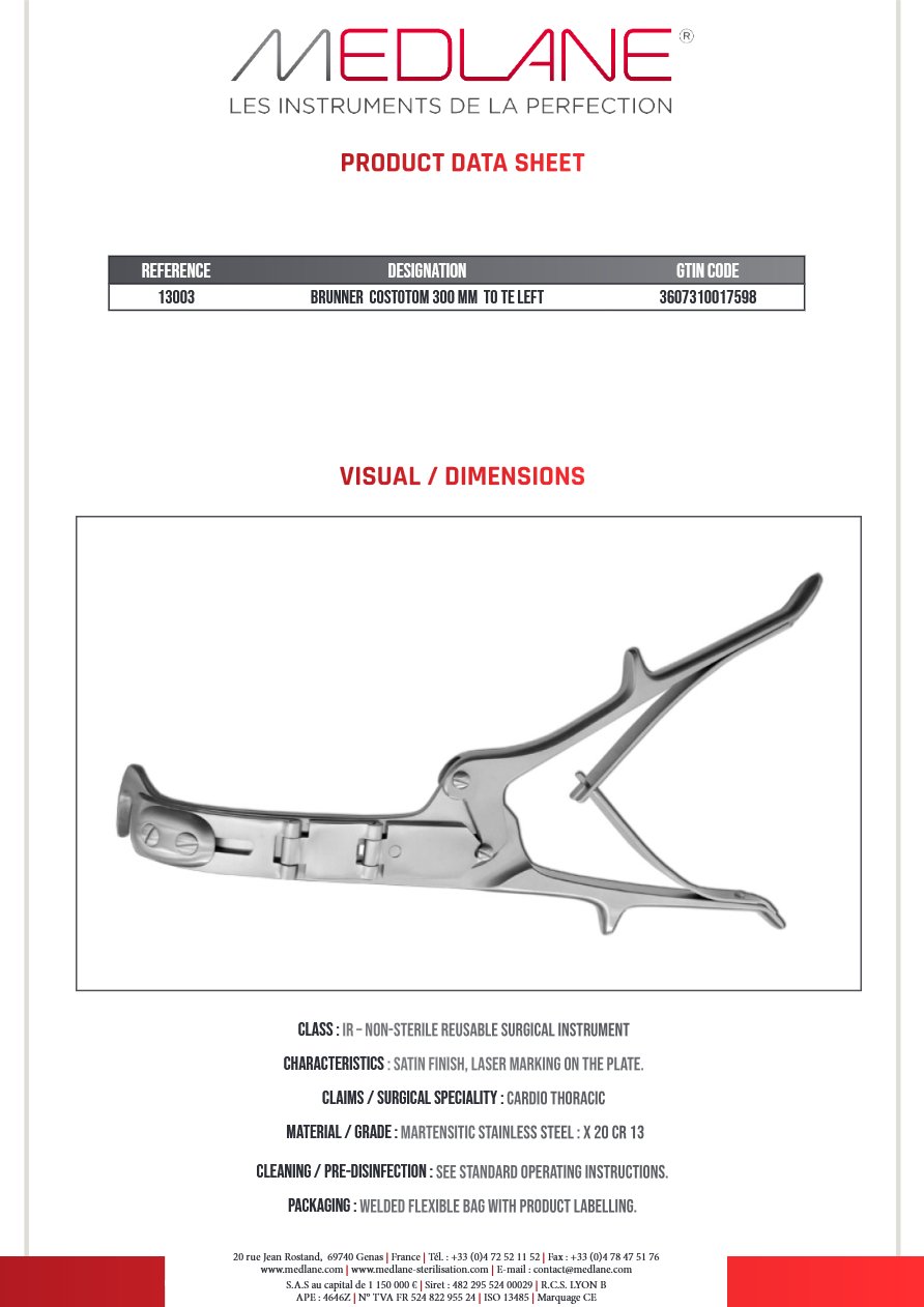 Costotome Brunner 300 mm a Gauche