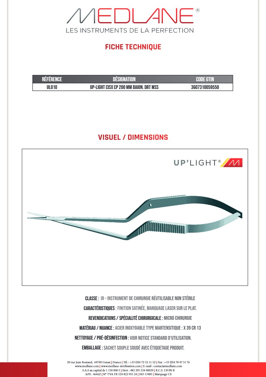 Up-light Cisx Cp 200 mm Baion Droit Mss — REF UL010