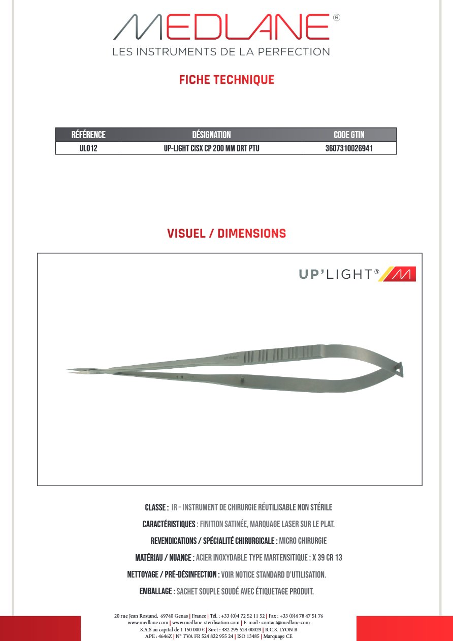 Up-light Cisx Cp 200 mm Droit Ptu — REF UL012