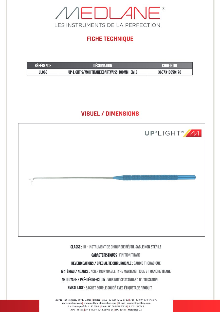 Up-light S/mch Titane Ecart.vaiss.180mm Em.3 — REF UL063