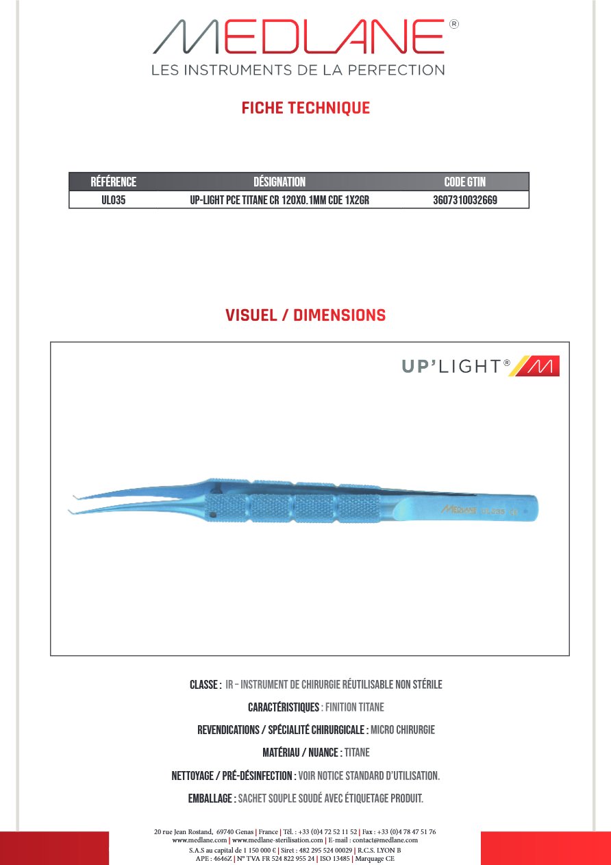 Up-light Pce Titane Cr 120X0.1MM Cde 1X2GR — REF UL035