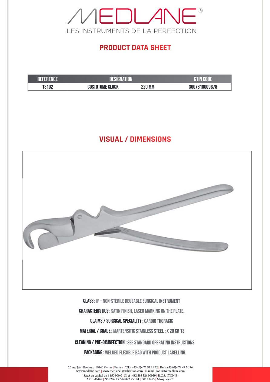 Costotome Gluck 220 mm