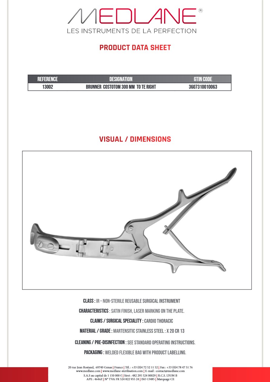 Costotome Brunner 300 mm a Droite