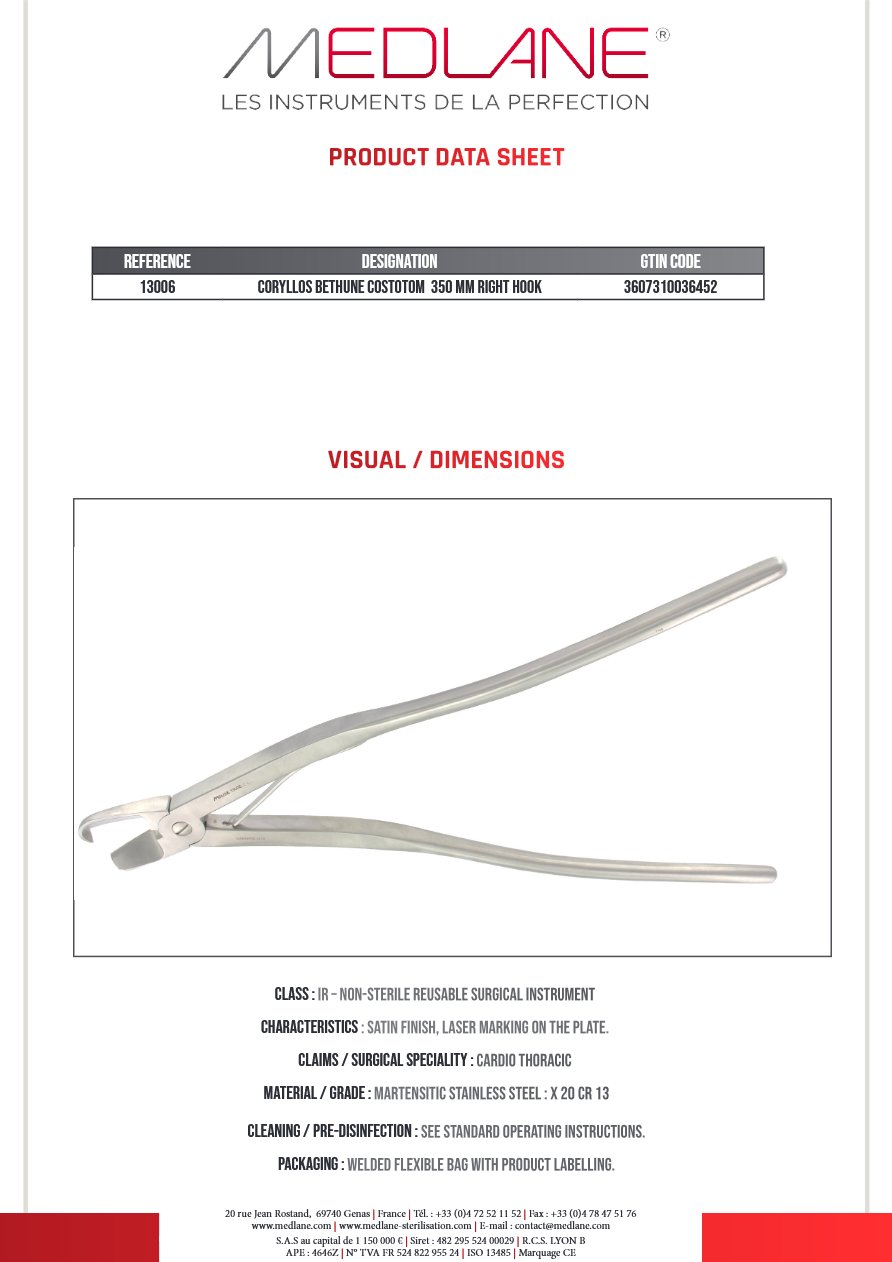 Costotome Coryllos Bethune 350 mm Croch. a Droit