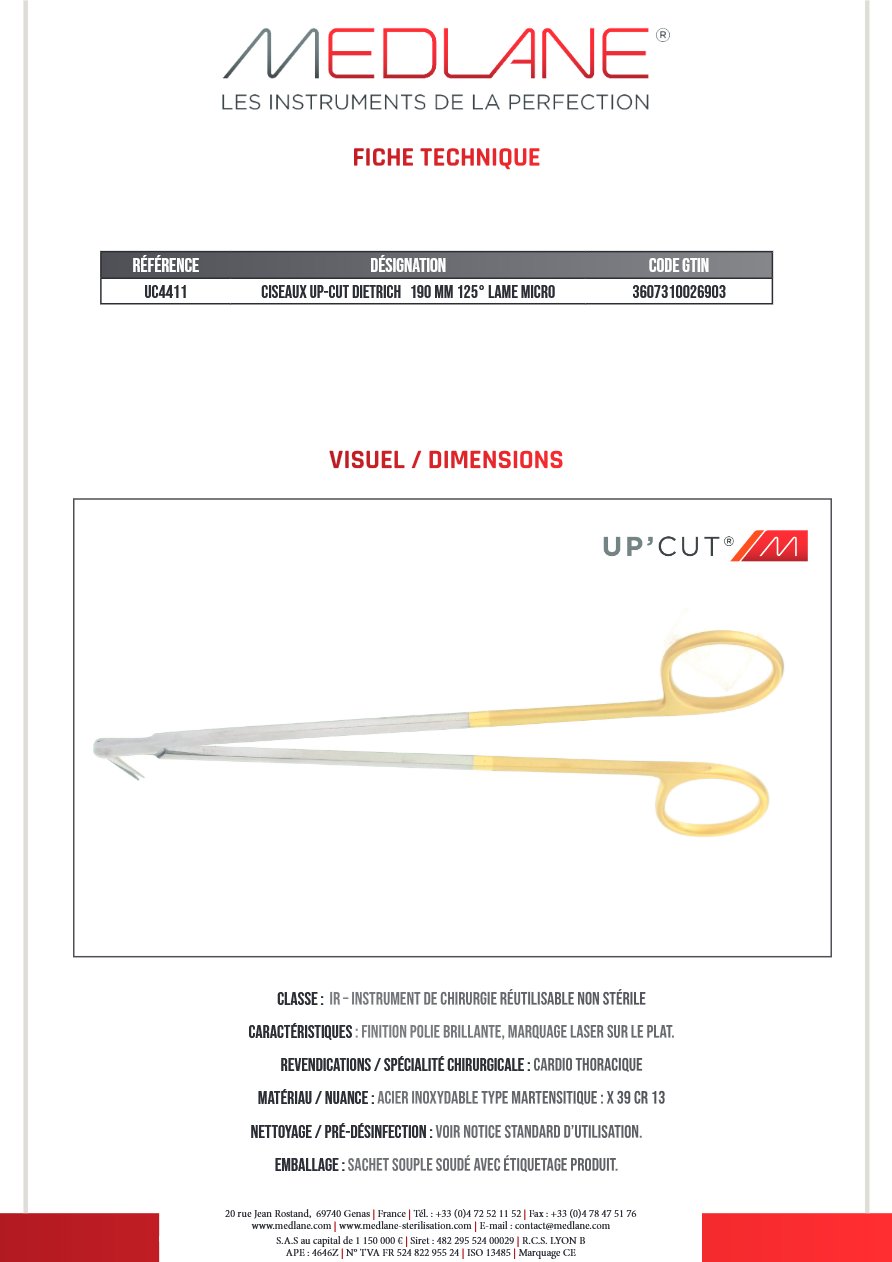 Ciseaux Up-cut Dietrich 190 mm 125° Lame Micro — REF UC4411P