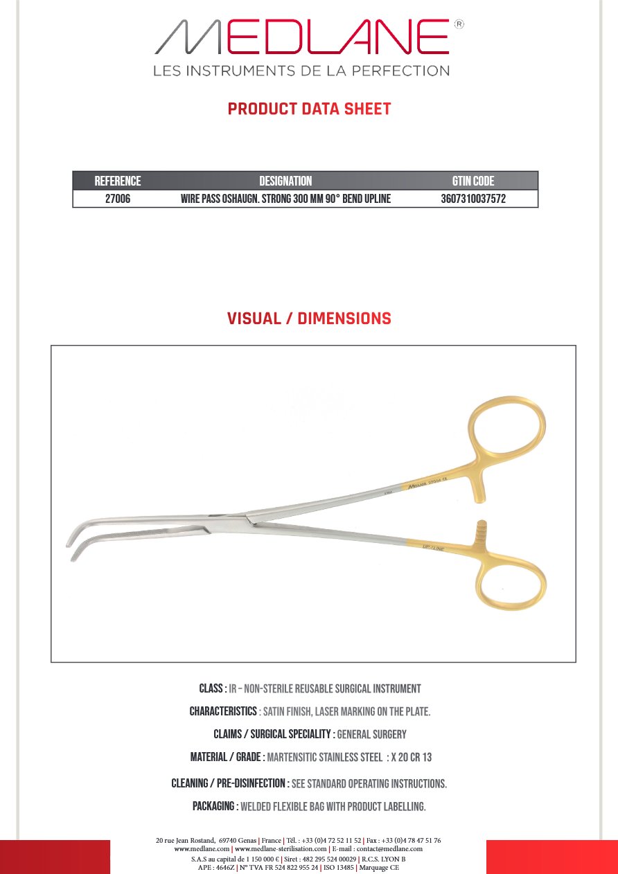 Passe Fils Oshaugn.fort 300 mm Cde 90° Upline — REF 27006P