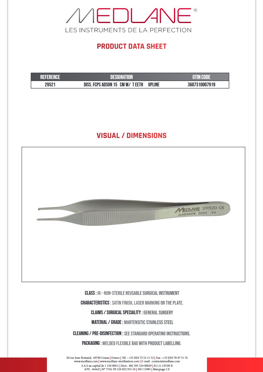Pince Diss. Adson 150 mm a Gr.upline — REF 29521