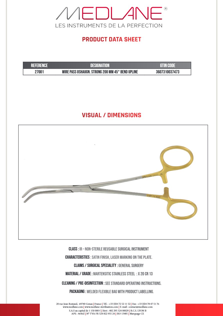 Passe Fils Oshaugn.fort 200 mm Cde 45° Upline — REF 27001P